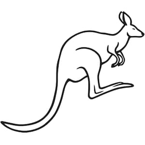 Kangourou sautant Australie dessin au trait simple enfants SVG/PNG/JPG Clipart - usage commercial gratuit