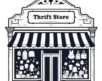 Bonita tienda de segunda mano pequeña con ilustraciones SVG/PNG/JPG - Uso comercial gratuito