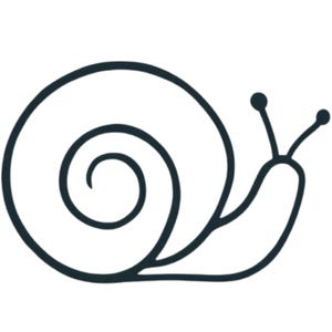 Peut inclure: Un dessin au trait noir et blanc d'un escargot. L'escargot a une coquille en spirale et deux antennes avec de petits cercles aux extrémités. Le corps de l'escargot est allongé et incurvé.