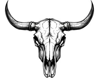 Cow Steer Skull Western Art SVG / PNG / JPG Clipart - Free Commercial Use
