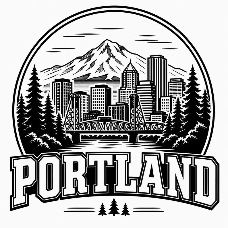 Portland Oregon City Skyline SVG / PNG / JPG Clipart - Free Commercial ...
