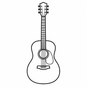 Acoustic Guitar Simple Art Black & White Instrument 6 String SVG / PNG / JPG Clipart - Free Commercial Use