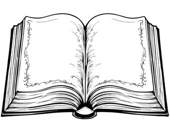 Open Book Simple Reading Art Blank SVG / PNG / JPG Clipart - Free Commercial Use