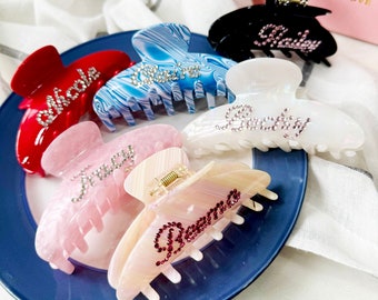 Personalized Rhinestone Name Hair Claw Clips,Custom Name Hair Clips