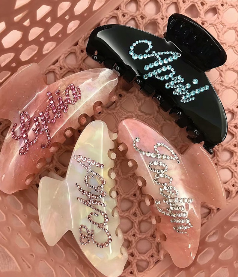 Personalized Hair Claw,Hair Clips, Hair Barrettes,Diamont Hair Claw, Hair accessories,Custom name Hair clips,Hair Claw, Princess's gift image 9