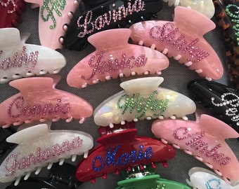 Gepersonaliseerde haarklauw, haarclips, haarspeldjes, diamant haarklauw, haaraccessoires, aangepaste naam haarclips, haarklauw, prinses cadeau