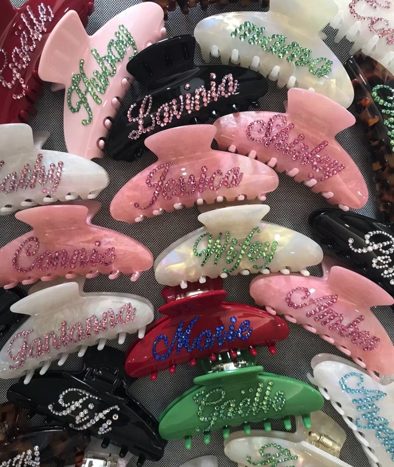 Personalized Hair Claw,Hair Clips, Hair Barrettes,Diamont Hair Claw, Hair accessories,Custom name Hair clips,Hair Claw, Princess's gift image 1