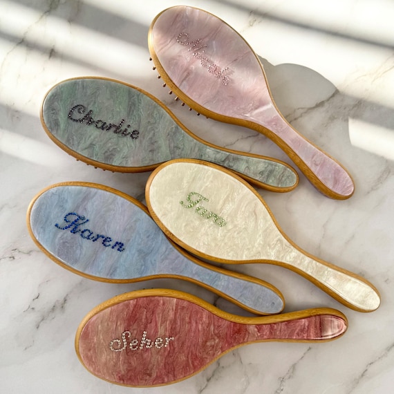 Personalized Oval Hair Comb with Rhinestone Name, Custom Rhinestone…