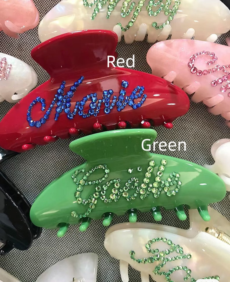 Personalized Hair Claw,Hair Clips, Hair Barrettes,Diamont Hair Claw, Hair accessories,Custom name Hair clips,Hair Claw, Princess's gift image 6