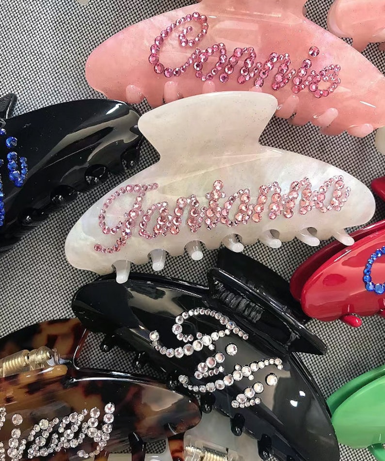 Personalized Hair Claw,Hair Clips, Hair Barrettes,Diamont Hair Claw, Hair accessories,Custom name Hair clips,Hair Claw, Princess's gift image 3