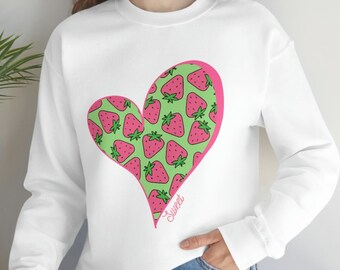 Vibrant Strawberry Sweatshirt for Women, Colorful Strawberries on Crew Neck Tee Sweater, Summer Garden Pullover a Unique gift for Her
