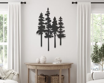 Metal Pine Tree Wall Art for Home or Cabin, Hanging Forest Wall Art to Bring Nature to Your Outdoor Living Space