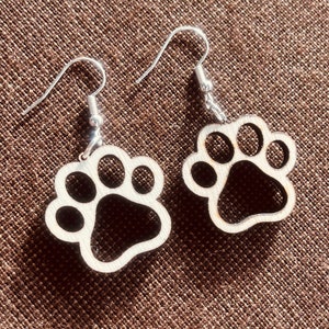 Paw Print Dangle Earrings, Unique Dog or Cat Gift, Pet Lover Jewelry for Birthday, Valentines Day, Mothers Day, Party or Wedding