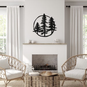 Pine Tree Metal Wall Art for Home or Cabin, Hanging Forest Wall Art to Bring Nature to Your Indoor or Outdoor Living Space