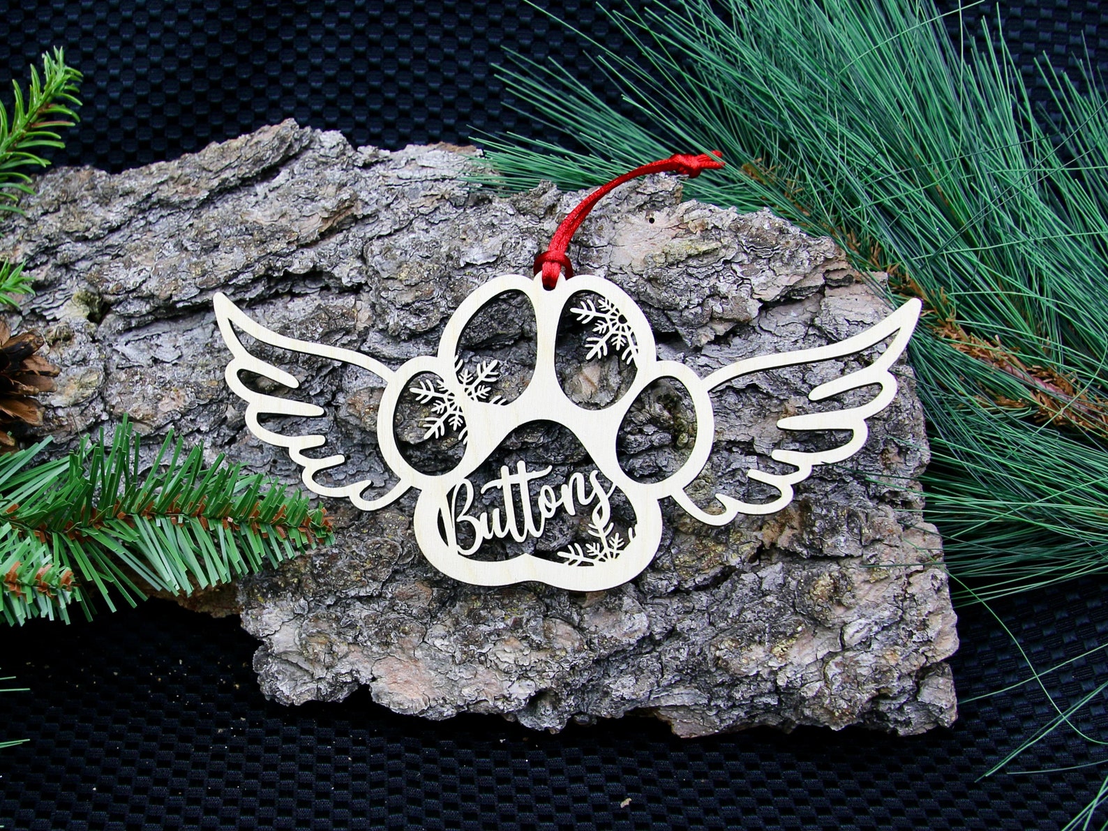 Custom Dog or Cat Paw Angel Wings Ornament Pet Memorial - Etsy