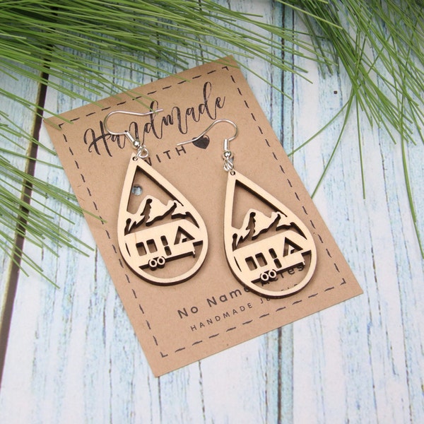 Mountain Alliance 5th Wheel Camping Earrings, Fifth Wheel RV Glamping Gift for Her, Happy Camper Gift, Summer Outdoor Adventure Jewelry