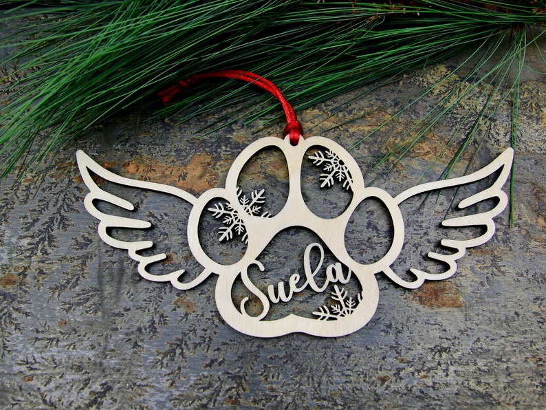 Custom Dog or Cat Paw Angel Wings Ornament Pet Memorial - Etsy