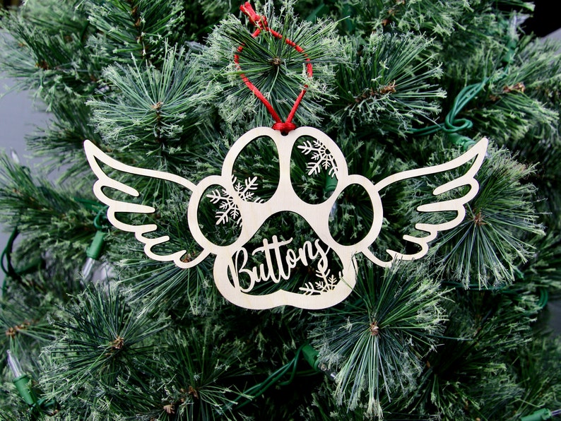 Custom Dog or Cat Paw Angel Wings Ornament Pet Memorial - Etsy