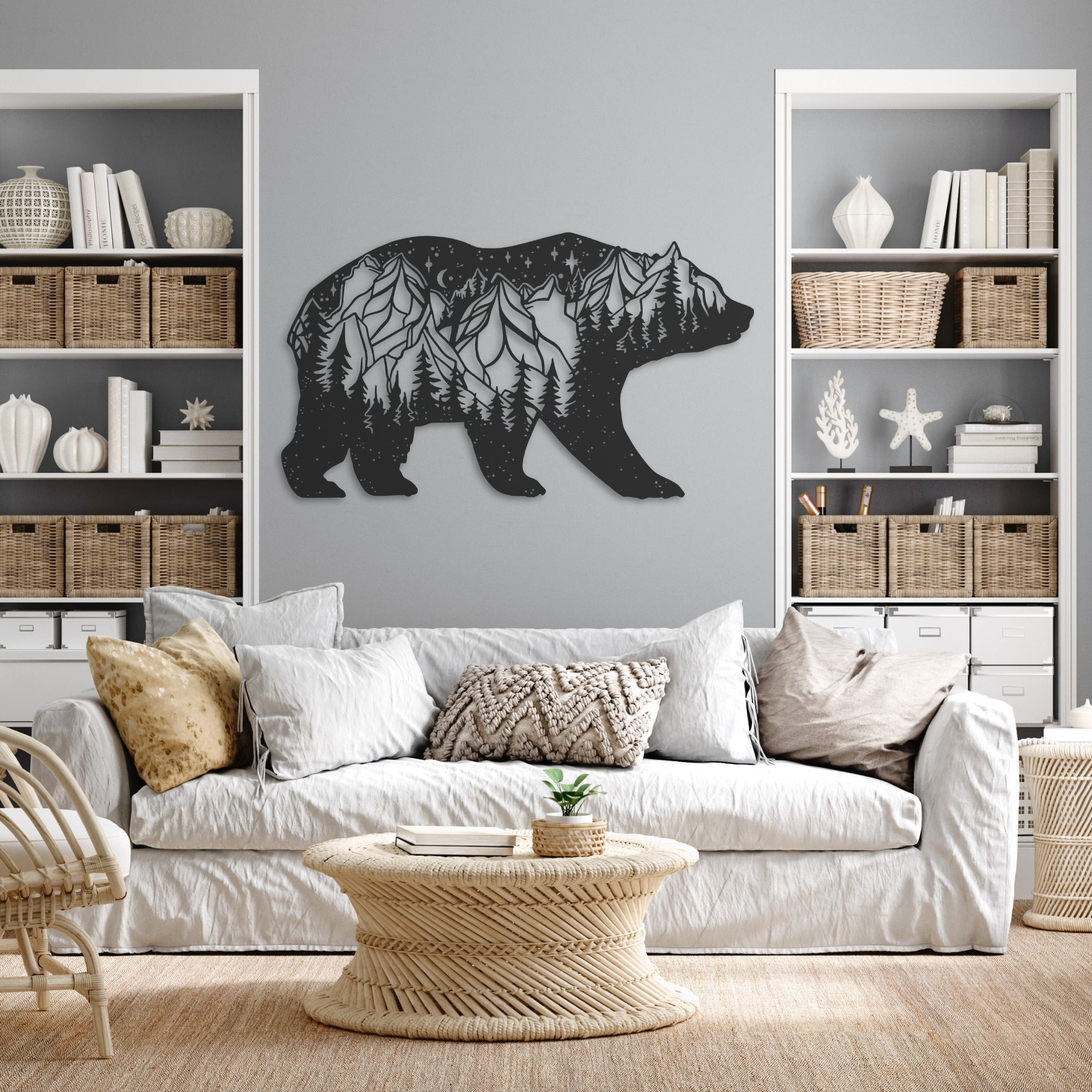 Spirit Bear Metal Wall Art for Home or Cabin, Hanging Bear Wall Art to Bring the Spirit of Bears to Your Indoor or Outdoor Living Space