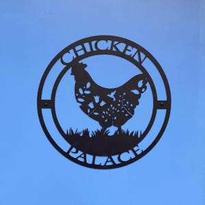 Chicken Palace Metal Wall Art | Hen Farmhouse Sign for Chicken Coop Decor | Indoor Outdoor Rustic Chicken Wall Decor for Farm Lovers