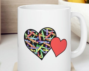 Colorful Crayon Ceramic Coffee Mug Appreciation Gift for Teachers