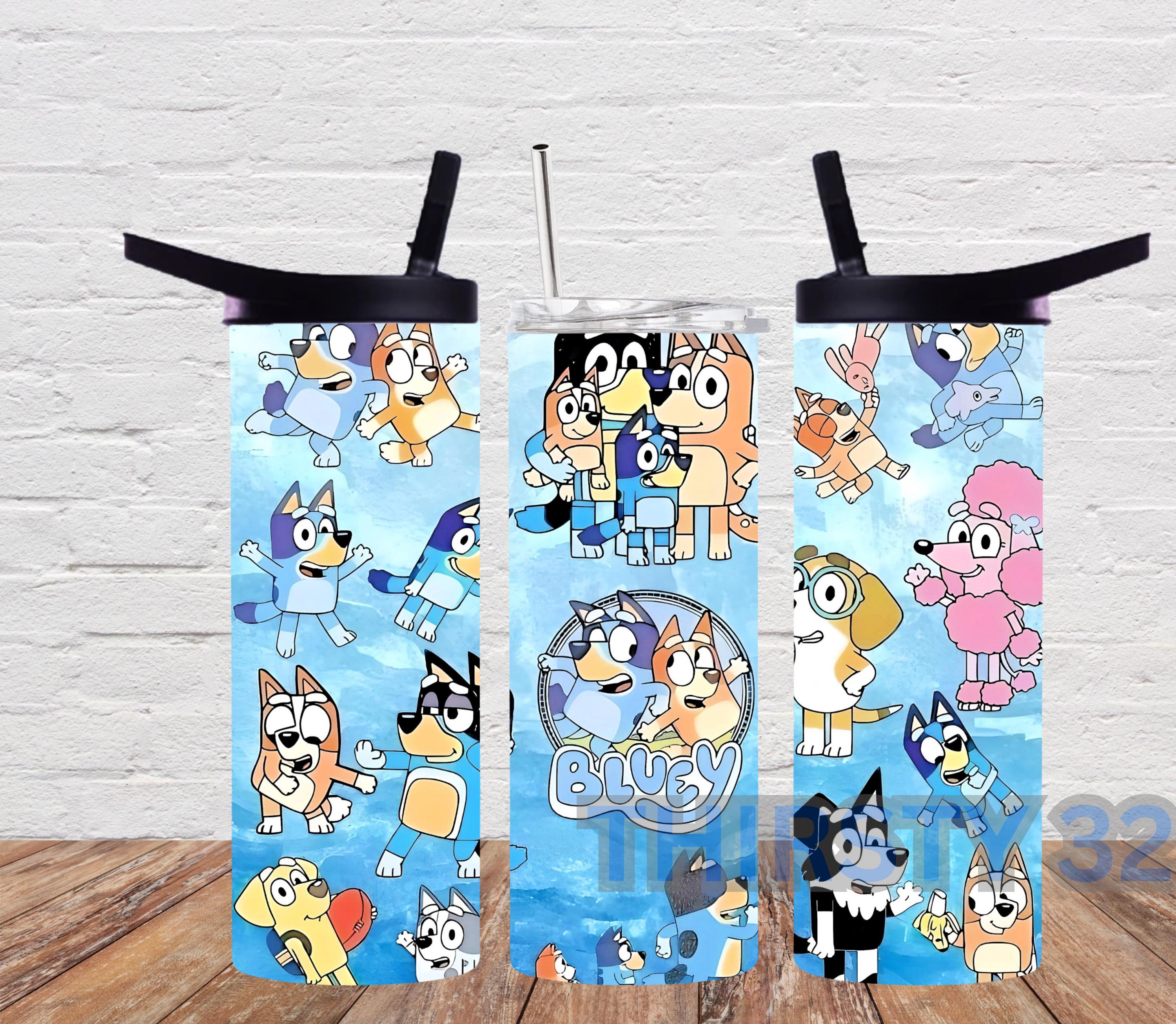 Bluey Tumbler 20 oz with Dual Lids