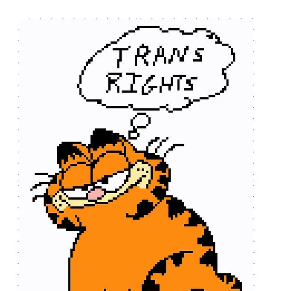 Garfield Says Trans Rights - Cross Stitch Pattern PDF Instant Download