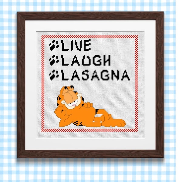 Live Laugh Lasagna - Cross Stitch Pattern PDF Instant Download