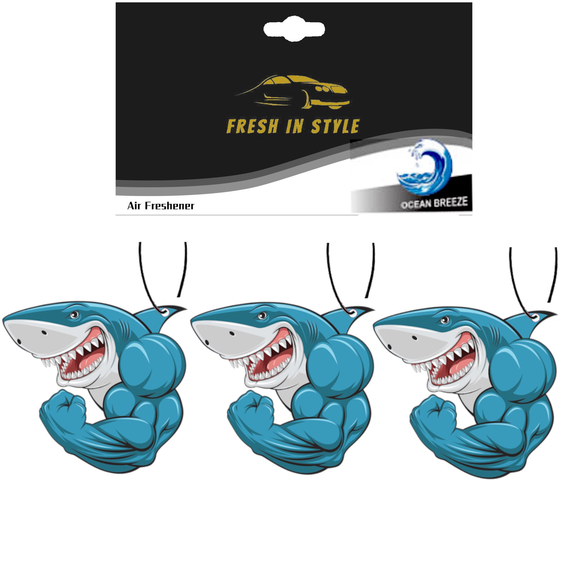 Car Air Fresheners Buff Shark 3 Pack Ocean Breeze Scent Etsy Canada