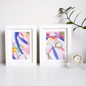 Original Colourful Abstract Painting - Acrylic on Paper - Framed - Textured Modern Artwork, Small Wall Art.