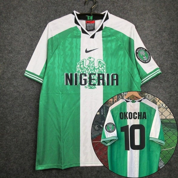 Nigeria Retro Trikot Nigeria Okocha 1996 Jersey, Personalization name and number 1996 Okocha retro jersey classic shirt, Retro Football Shir