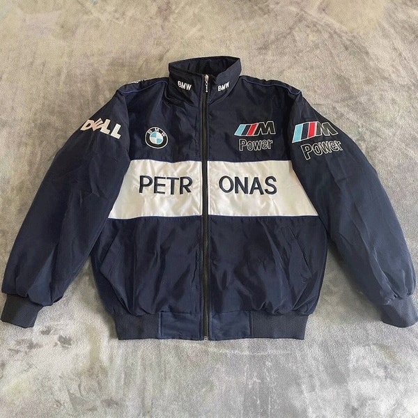 Bleu BMW vintage Racing Jacket Formule 1 Racing veste Mercedes style vintage // Bomber veste mode Y2K harajuku