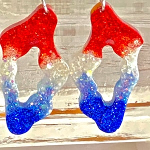 Abstract Shape Patriotic All American Earrings Red White and Blue Earrings