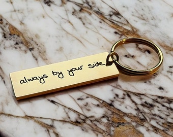 Custom Handwriting Engraved Keychain: Personalized Stainless Steel Keepsake