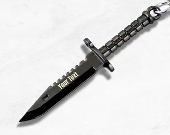 Personalized Bayonet Keychain, Engraved Knife Keychain
