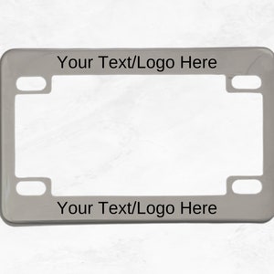 Stainless Steel Motorcycle License Plate Frame With Custom Text/Logo Engraving