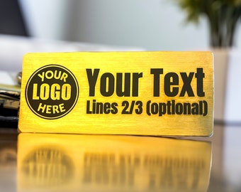 Large Custom Metal Nametag: Laser Engraved, Pin or Magnet Backing
