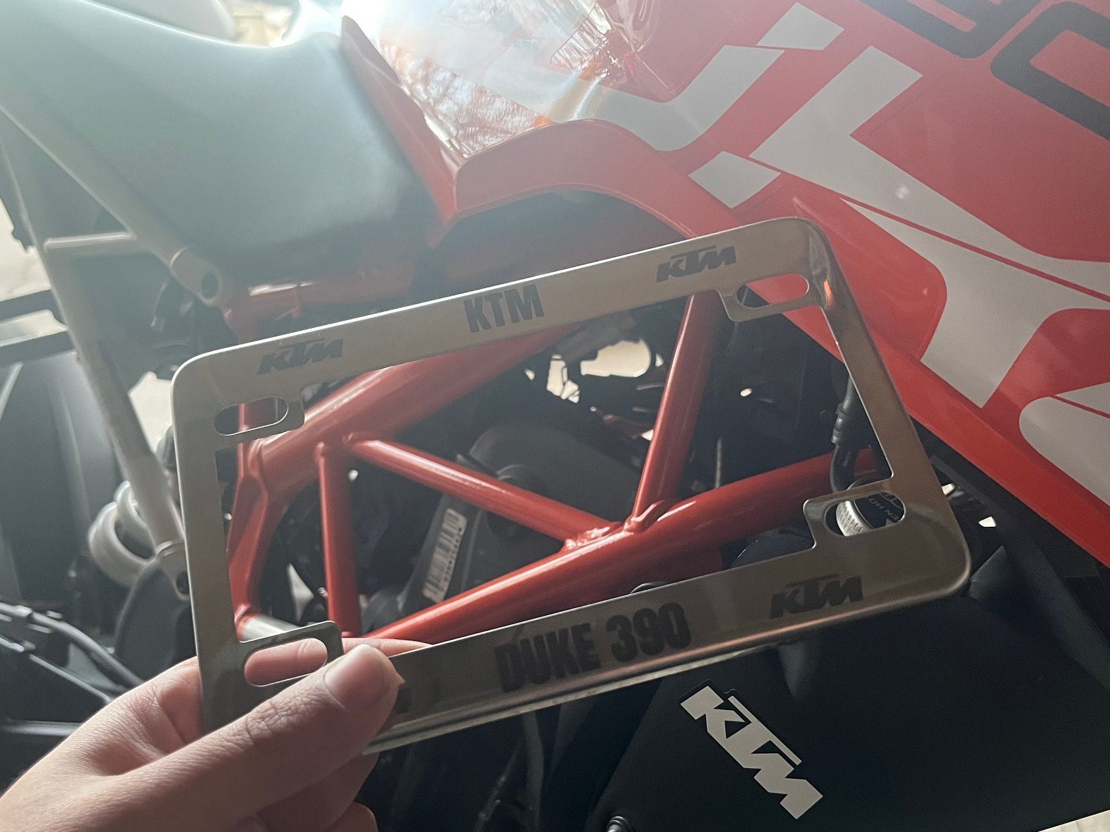 Stainless Steel Motorcycle License Plate Frame With Custom Text/logo ...