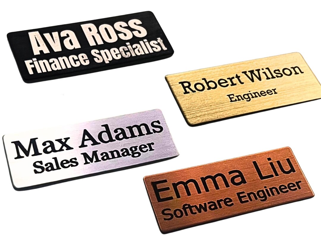 Premium Custom Metal Nametags, With Pin or Backing, Gold, Rose