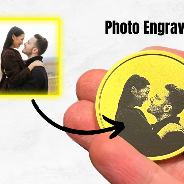 Photo Engraved Coin, Custom Coin Engraving, Anniversary Gift, Couples Gift for him/her, Gold/Silver Coin