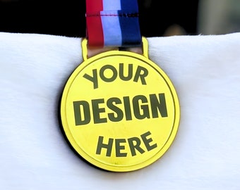 Custom Engraved Medal: Bronze, Gold, or Silver with Red, White, and Blue Ribbon