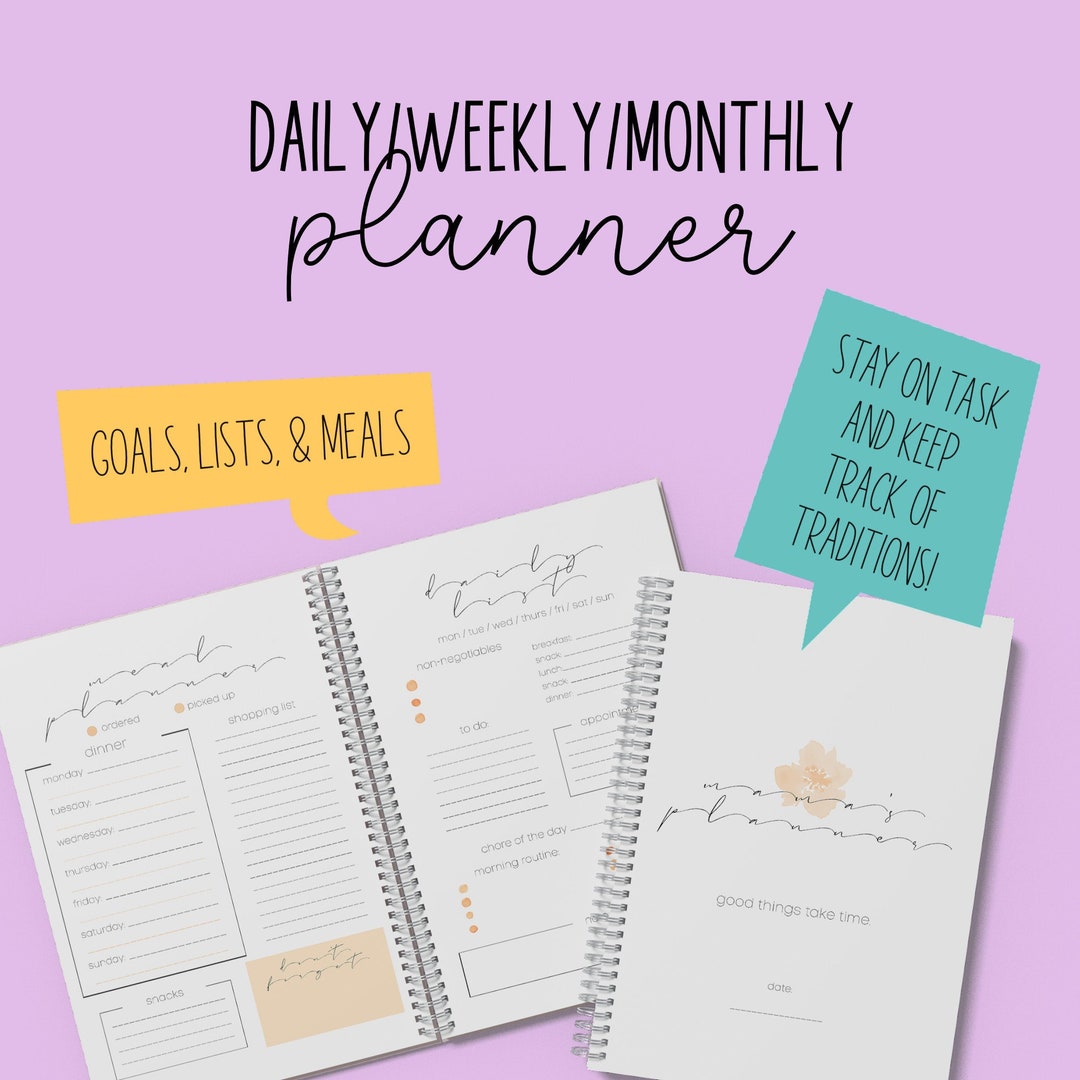Daily, Weekly, Monthly Calendar, Meal Planner, Traditions, Goal ...