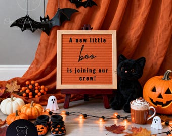 de faire-part de grossesse Halloween | Modèle sur toile Little Boo Baby Reveal | Téléchargement numérique modifiable | Accès instantané