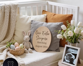 Baby Announcement | Pregnancy Announcement | Easter Pregnancy Reveal | “Our Easter Surprise” | Editable Canva Template