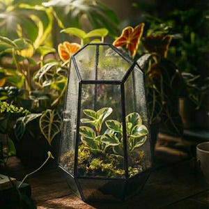 Bioactive Terrarium Kit with live Moss with terrarium container, birthday gift for her, gift for him, housewarming w/ VIDEO INSTRUCTIONS Black - Airtight