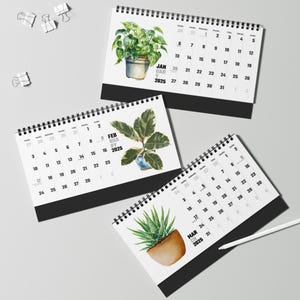 Watercolor Houseplant Desktop Calendar, Indoor Plant Illustration Monthly Planner, Monstera, Fig, Cactus, Gift for Plant Lovers, Office image 5