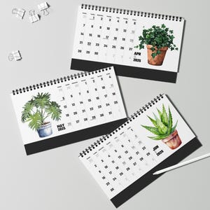 Watercolor Houseplant Desktop Calendar, Indoor Plant Illustration Monthly Planner, Monstera, Fig, Cactus, Gift for Plant Lovers, Office image 6