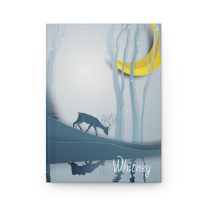Deer Moonlight Hardcover Journal, Personalized Notebook, Travel Sketchbook, Paper Artwork Style