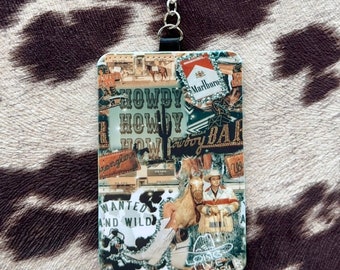 Cowboy collage keychain card wallet