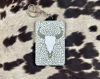 Leopard cow skull keychain wallet